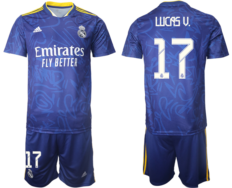 Men 2021-2022 Club Real Madrid away blue #17 Soccer Jersey->real madrid jersey->Soccer Club Jersey